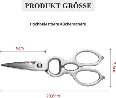 Кухонні ножиці Sunnecko 8 дюймів - універсальні, з ручкою, що ергономічно лежить у руці, з подрібнювачем горіхів, з нержавіючої сталі