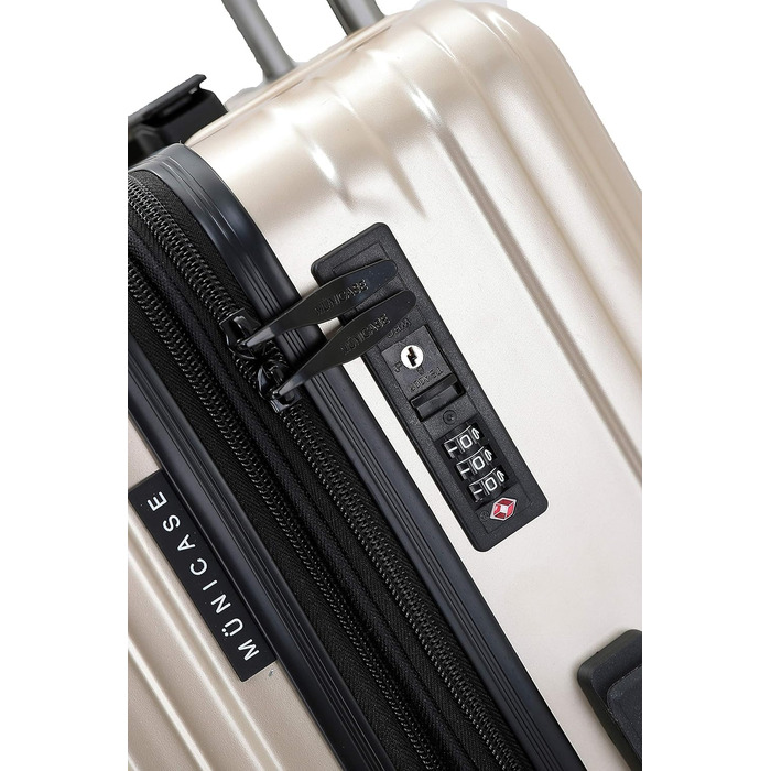 Чемодан з TSA-замком, телескопічною ручкою та 4 колесами, міцний корпус (Champagne, Mittel Koffer)