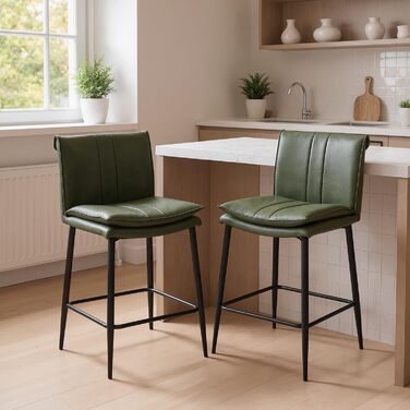 Набір з 2 барних стільців Chairus, зелені, з PU шкірою, для кухні та вітальні