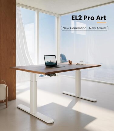 Електричний регульований стіл MAIDeSITe EL2 Pro Art з овальною основою, Dualmotor, 180 кг, 4 пам'яті, захист від зіткнень (білий)