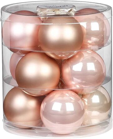 Чарівні ялинкові кулі скляні 8 см 12 шт. ялинкові кулі колір просто білий-мікс (білий) (перлинно-рожевий (рожево-бежевий ))