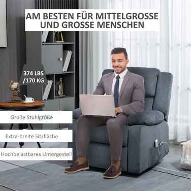 Реклайнер для телевізора HOMCOM Recliner з електричним регулюванням з функцією відкидання та дистанційним керуванням, оксамитовий вигляд сірого кольору, 92x93x105см