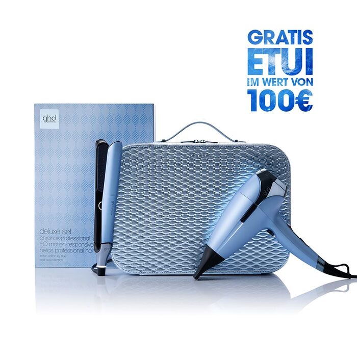 Випрямляч для волосся та фен ghd Chronos & Helios Limited Edition Deluxe в кольорі Icy Blue