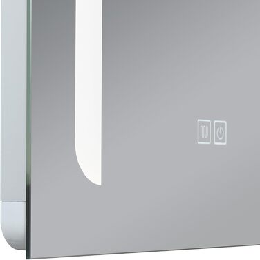 Дзеркало для ванної кімнати pro.tec LED Chambave з підсвічуванням, 3 кольори світла, вертикальне, з лупою та годинником (60 x 80 см, срібний)