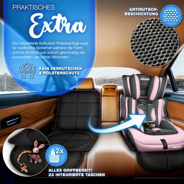 Автокрісло KIDUKU® 9-36 кг (1-12 років) 3-в-1 ECE R129/03, група 1/2/3, з підкладкою, сірий/рожевий