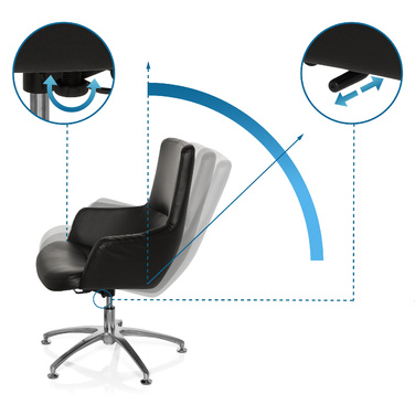 Крісло-релакс SHAKE 300, штучна шкіра, чорний колір, hjh OFFICE