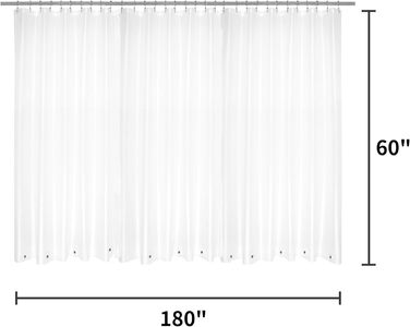 Душовий завіс Barossa Design: міцний, водонепроникний, з люверсами та магнітами, 182.9 x 182.9 см
