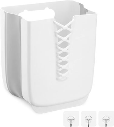 Складаний пластиковий кошик для білизни Navaris 30L - Складний кошик для білизни для ванної кімнати - Складний кошик для білизни - Настінне кріплення - Складний кошик для білизни білого кольору