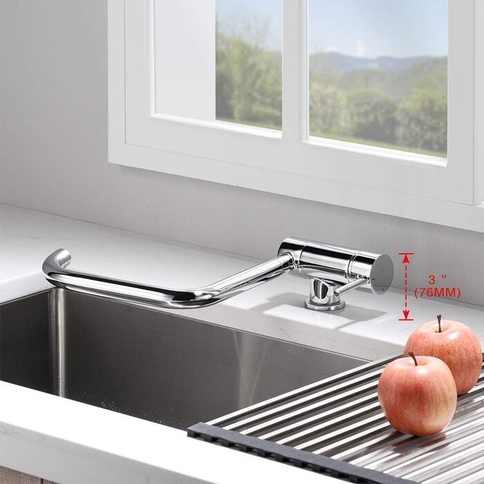 Змішувач для кухні з переднім вікном, змішувач для раковини одноважільний з високим виливом 311 мм (сріблястий)