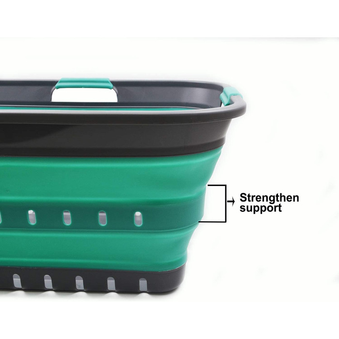 Складна Пластикова корзина для білизни SAMMART 42L-складаний висувний контейнер для зберігання / органайзер - портативна корзина для білизни компактна корзина для білизни (сірий / бірюзово-синій, 1)