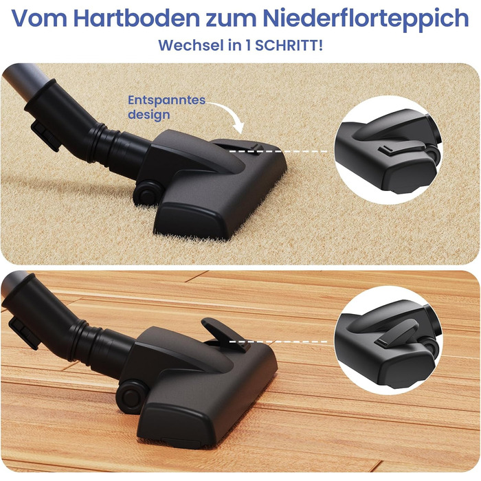 Версолайф C8PRO - пилосос з кабелем, 30000Pa/600W, 6-в-1, для твердих поверхонь, килимів та шерсті тварин, чорний