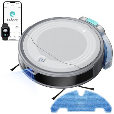 Робот-пилосос LEFANT M310 Ultra з вологою тканиною, лазерною навігацією ToF, потужністю 6000Pa, 7.9 см заввишки, розпізнавання килима, ідеальний для шерсті тварин та твердих підлог, керування через додаток/Alexa, сірий колір