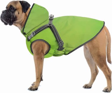 Дощовик Oslueidy для собак з шлейкою, водонепроникний плащ для собак з капюшоном, легкий вітрозахисний дощовик для собак, пончо від дощу, дощовик для маленьких, середніх і великих собак (XXL, зелений), XXL зелений