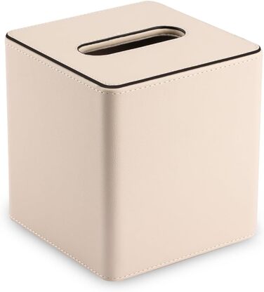 Скріпка для серветок з PU шкіри KingFOM, бежева, квадратна - для офісу, авто, дому