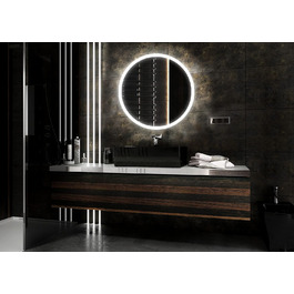 Дзеркало для ванної кімнати з підсвічуванням LED, діаметр 90 см, кругле, нейтральне світло 4000K, 90x90 см