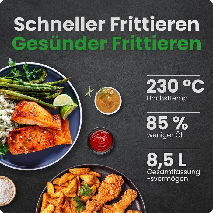 Фритюрниця Chefman TurboFry 8.5 л, 6-в-1, чорна: смаження, випікання, гриль, розігрів, гідратація, розморожування