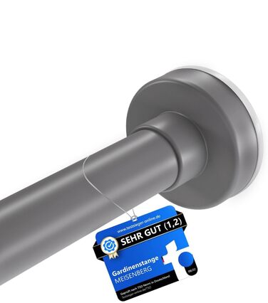 Штанга для душу без свердління 90-160 см, Ø 25 мм, телескопічна штанга для завіс з кріпленнями - для вікон, душу та перегородки - 1 шт. (70-120 см [1 шт.], сіра)