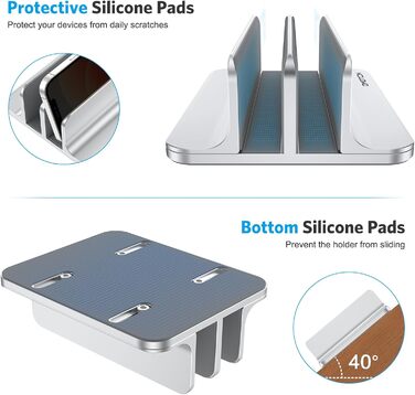 Підставка для ноутбука OMOTON, регульована, для MacBook Air/Pro (до 17.3 дюймів), срібна