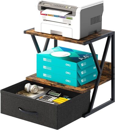 Стійка для принтера з ящиком, коричнева - органайзер для офісу, дому, школи