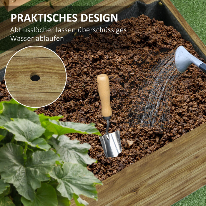 Квітник з опорою, на 4 колесах, з натурального дерева, вологостійке покриття, 76 x 30 x 155 см