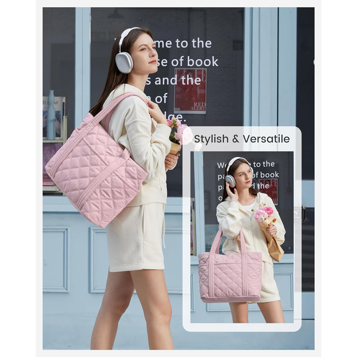 LOVEVOOK Сумка-шопер, велика, чорна (M, рожева): сумка для ноутбука 15.6