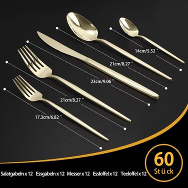 Набір столових приборів на 6 осіб, Targzier, 30 предметів, нержавіюча сталь, кольоровий, для кухні/готелю/ресторану, високоякісний, придатний для миття в посудомийній машині (60 предметів, Champagne)