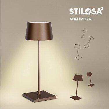 Стильна LED-лампа Stilosa на акумуляторі - бездротова, диммирувана, з сенсорним керуванням, USB-C, для дому та на вулицю, квадратна основа (30 см), бронза
