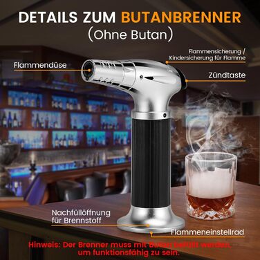 Набір для приготування віскі з димом: 6 смаків тирси, 2 склянки, форми для льоду, для віскі, бурбону, Old Fashioned, подарунок для чоловіків