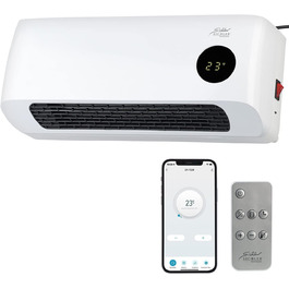 Тепловентилятор Sichler Home Appliances Wi-Fi керамічний настінний обігрівач Wi-Fi, світлодіодний дисплей, 2,000 Вт, додаток, Google & Alexa (тепловентилятор з керуванням додатком, керамічний тепловентилятор Wi-Fi, радіаторний термостат) (білий, додаток Elesion)