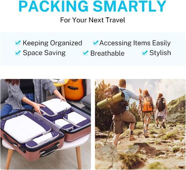 Набір компресійних органайзерів для одягу в подорожі Gonex, 6 предметів, фіолетовий — міцні органайзери для валізи та зберігання речей