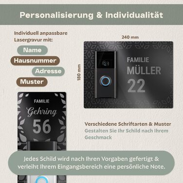 Персоналізоване дзвоник для Ring Doorbell 2, 3, 4 – акрилове табличко з іменем для поштової скриньки – табличка на двері з гравіюванням – прямокутна табличка для поштової скриньки