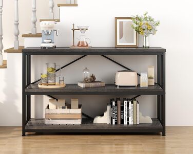 Низька полиця для книг IBF з 3 ящиками, індустріальний стиль, 120x34x74 см, темний дуб