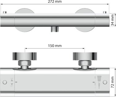 Дзеркальна душова арматура EISL CARNEO з терморегулятором, водоспадом та захистом від перегріву (38°C), хром