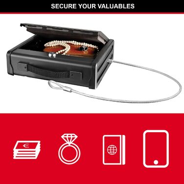 Сейф MASTER LOCK Kompakt P005CEURBLKHRO з комбінацією та кабелем (середній) для документів, прикрас та гаджетів