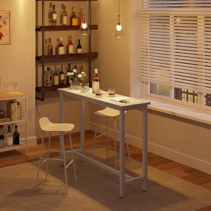 Набір барних стільців WOLTU: стіл та 2 стільці, 140x40x100 см, білий