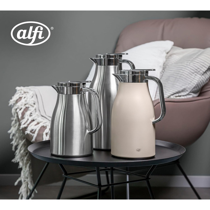 Термос Alfi SKYLINE 1,5л з нержавіючої сталі, білий матовий, з термоізоляцією та скляною вставкою