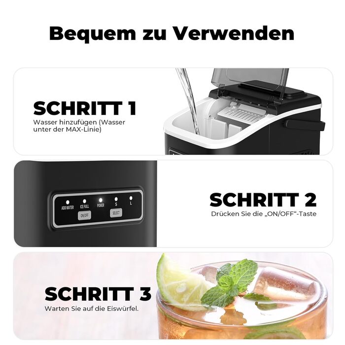 Машина для приготування льоду Acmeenjoy - компактна модель для кухні, офісу, бару та вечірок. Виготовляє 9 кубиків льоду за 6-8 хвилин, 12 кг за 24 години. Функція самоочищення.