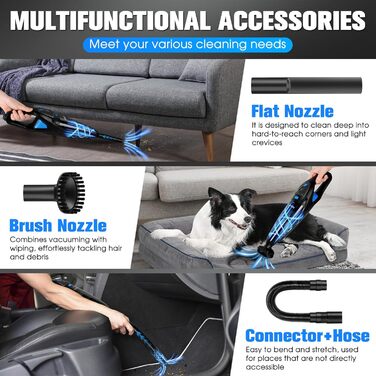 Акумуляторний ручний пилосос LanBlu для авто та дому, 25000Па, 120Вт, з LED-підсвіткою, зарядною станцією та мийним HEPA-фільтром, для вологого та сухого прибирання