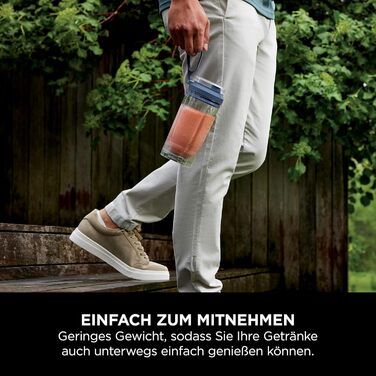 Портативний блендер Ninja Blast Max - 570 мл, акумуляторний, з чашею та кришкою, 3 функції, для смузі та протеїнових коктейлів (Marineblau)