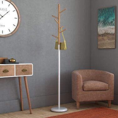 Вішалка для одягу Versa Malmö мінімалістична, з 9 гачками, 171 x 28 x 28 см, метал та дерево, колір білий