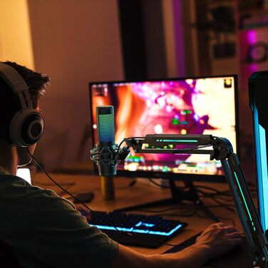 Мікрофон геймерський TONOR T90 з RGB підсвіткою та тримачем - професійний мікрофон для стрімінгу та ігор