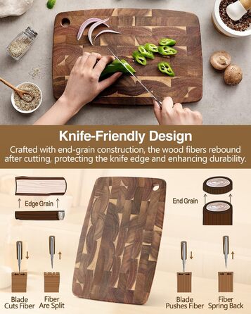 Набір дерев'яних обробних дощок XINZUO з акації (35x25x2.6 см) з антиковзаючими ніжками та соковидною канавкою