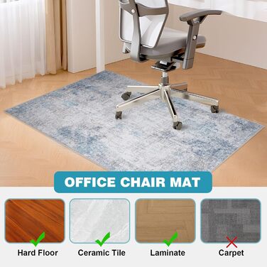 Килимок під офісне крісло 90x120 см, захист для підлоги, антиковзаюча підкладка, для ламінату та плитки (120 x 150 см, блакитно-сірий абстрактний)