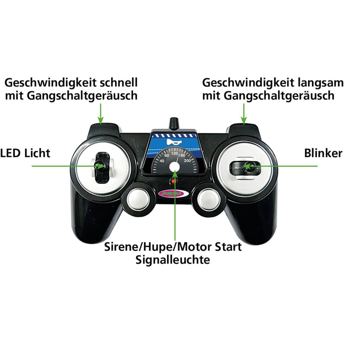 Модель Mercedes-Benz E350 Coupe Polizei 1:16 JAMARA 410023, 2.4GHz, срібно-синій – поліцейська сирена, сигналізація, світлові ефекти