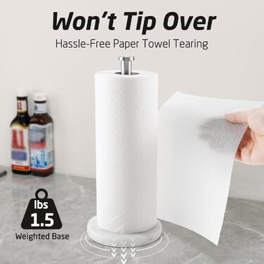 Тримач для паперових рушників KES мармурова підставка, стійкий диспенсер із нержавіючої сталі SUS304, 14 см, KPH100S14B-2