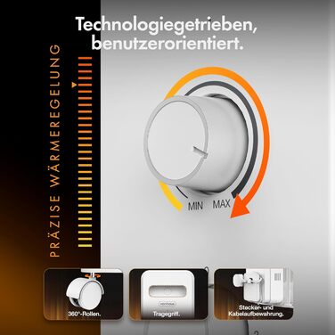 Масляний радіатор VonHaus 2.5 кВт з термостатом, білий (9 ребер)