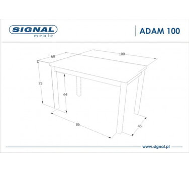 Стіл ADAM дуб золотий крафт / білий мат 100x60