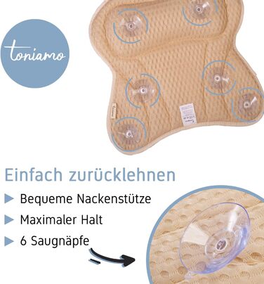 Преміум подушка для ванни з підголовником та підтримкою шиї | Ергономічна подушка для ванни з присосками | Синій (Sandy)