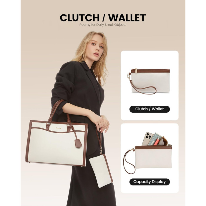 Сумка для ноутбука LOVEVOOK 15.6 дюймів, жіноча, велика, з екошкіри, для роботи, навчання, універсальна, на плечі, велика містка сумка-шопер