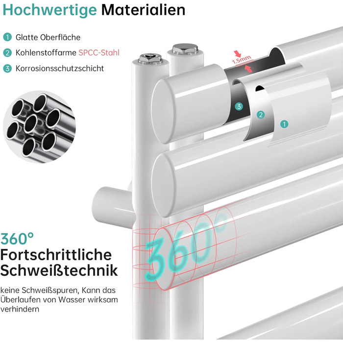 Електричний рушникосушар EMKE Oval, 1120x400 мм, білий, 408 Вт